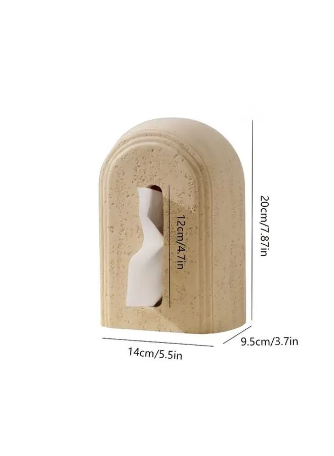 Apricot Resin Tissue Box Cover Heavyweight Textured Design for Bathroom Home Decor - Image 3